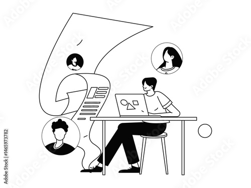 Personnel doing job interview flat vector concept operation hand drawn illustration
