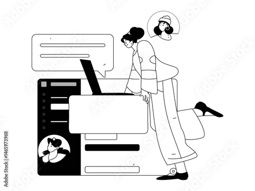 Personnel doing job interview flat vector concept operation hand drawn illustration
