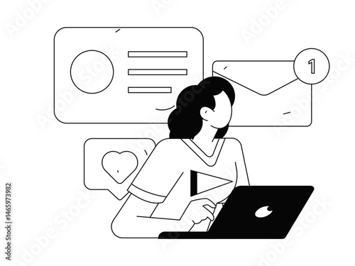 Personnel doing job interview flat vector concept operation hand drawn illustration
