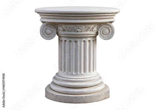 Classic white decorative pedestal isolated on transparent or white background