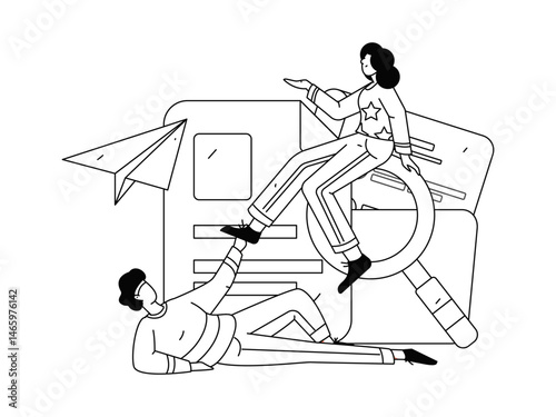 Personnel doing job interview flat vector concept operation hand drawn illustration
