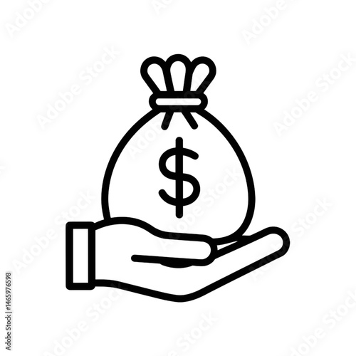 Hand Holding Money Bag Icon  