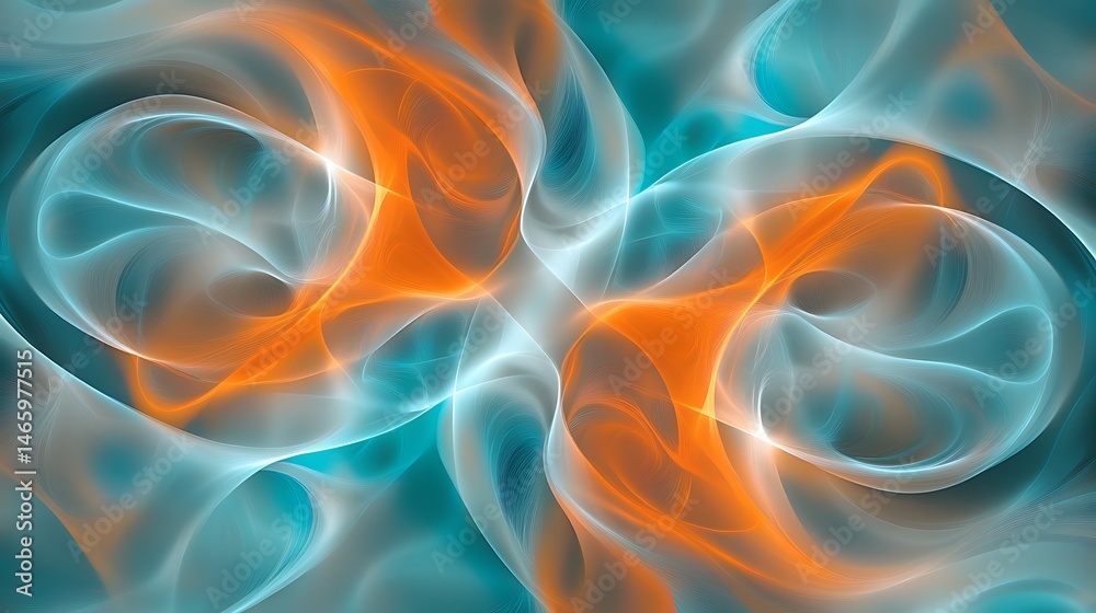 Obraz premium Abstract swirling shapes in teal and orange