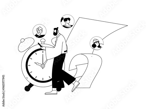 Personnel doing job interview flat vector concept operation hand drawn illustration

