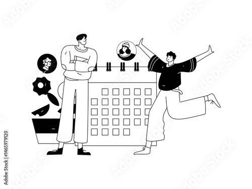Personnel doing job interview flat vector concept operation hand drawn illustration
