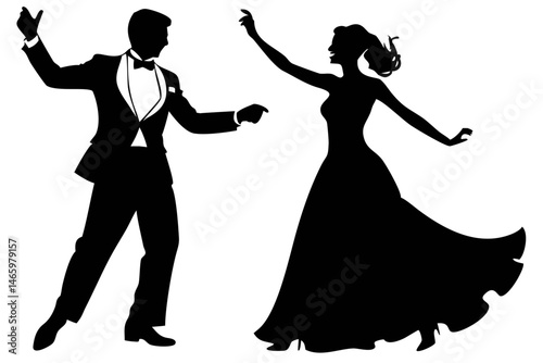 Elegant Couple Joyfully Dancing Together During Their Graduation Ball Celebration at a Refined Venue in the Evening Generative AI