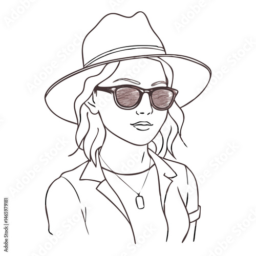 Girl Wearing Black Hat and Sunglasses Enjoys a Sunny Day Outdoors in a Relaxed Urban Environment With Friends Nearby Generative AI
