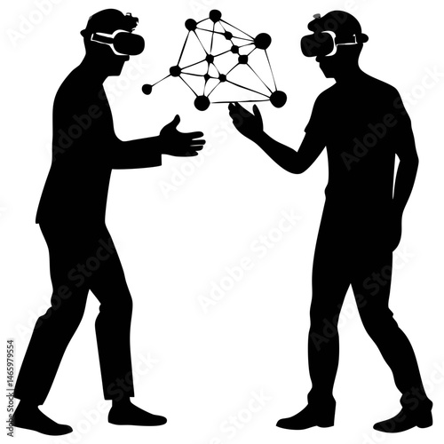 Users Engage With Virtual Reality Headsets While Interacting With Digital Representations of Clouds and Connections Generative AI