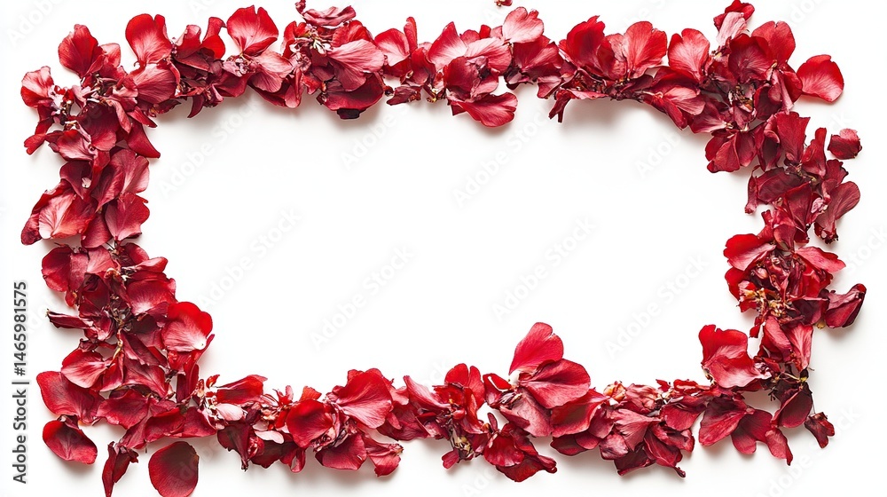 Red rose petals frame on white background Red rose petals frame on white background