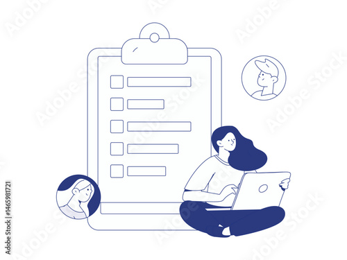 Personnel doing job interview flat vector concept operation hand drawn illustration
