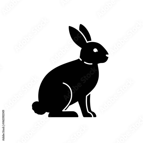 Silhouette of a Rabbit: Minimalist Black Vector Illustration