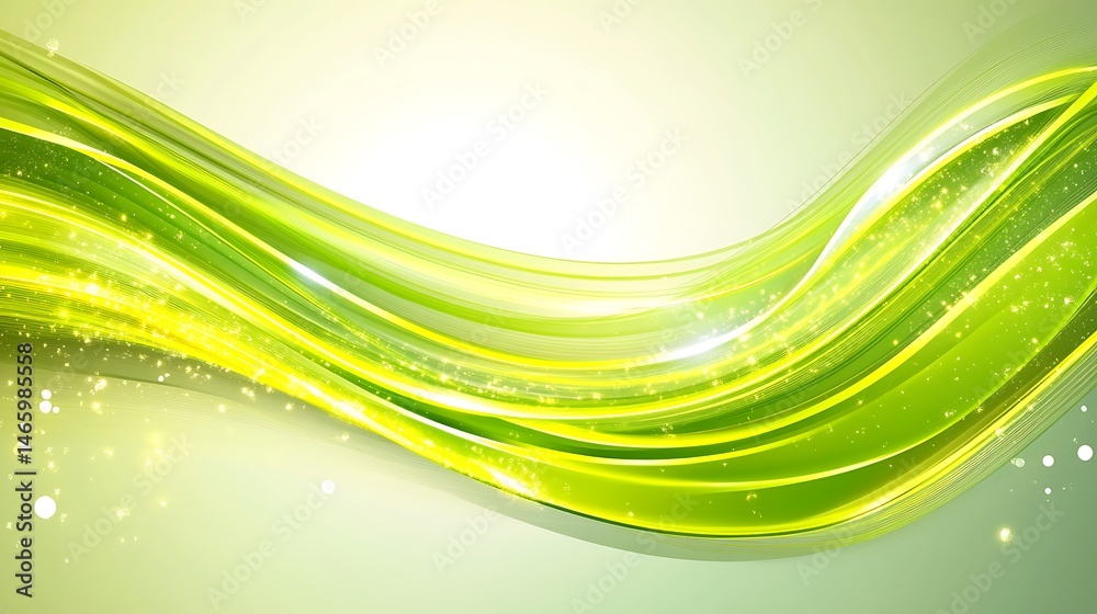 Obraz premium Abstract flowing green and yellow waves