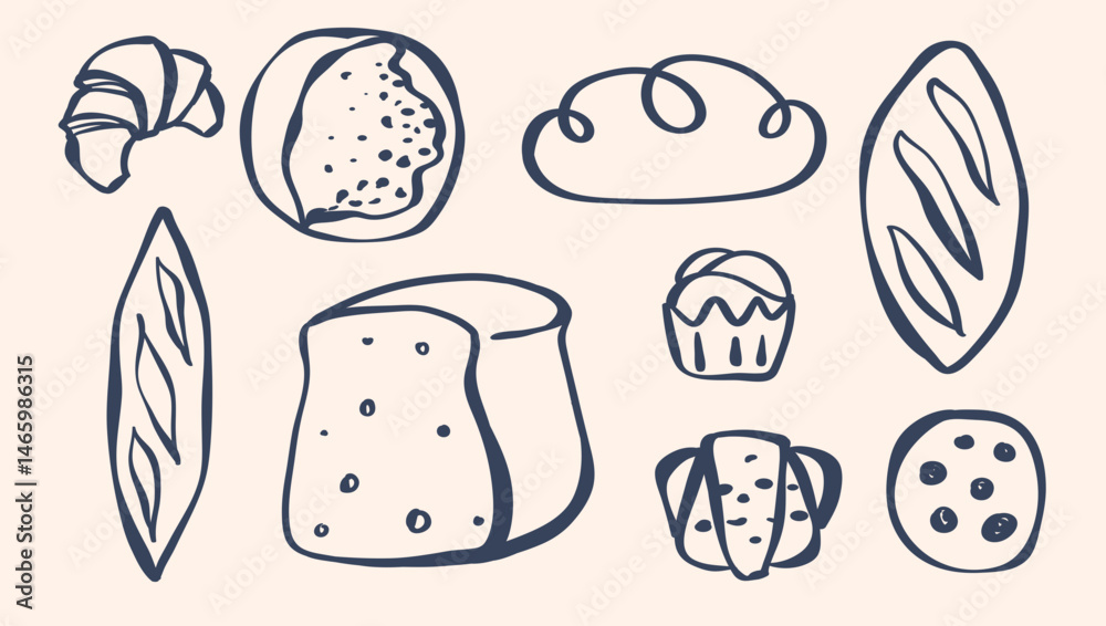 Minimalist Loaf of Bread, Bread Bakery and Baking , Hand Drawn Whimsical Sourdough, Baguette, White Bread, Challah, Cookies , Pastry in SVG Vector Minimalist Loaf of Bread, Bread Bakery and Baking , Hand Drawn Whimsical Sourdough, Baguette, White Bread, Challah, Cookies , Pastry in SVG Vector