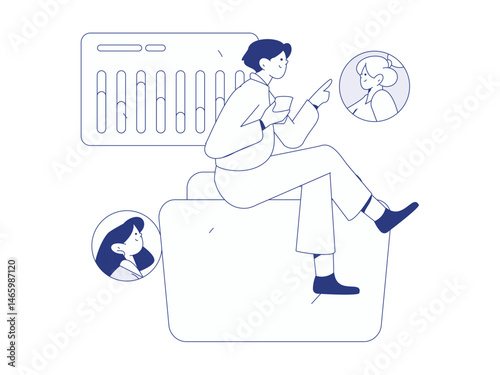 Personnel doing job interview flat vector concept operation hand drawn illustration
