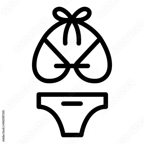 two piece bikini outline icon for beach summer wear