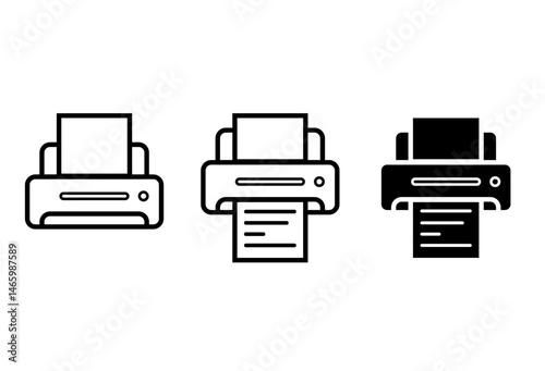 Printer line icon vector set. Stroke vector printer line icons symbol. Machine print.  Illustration home printer icon outline.