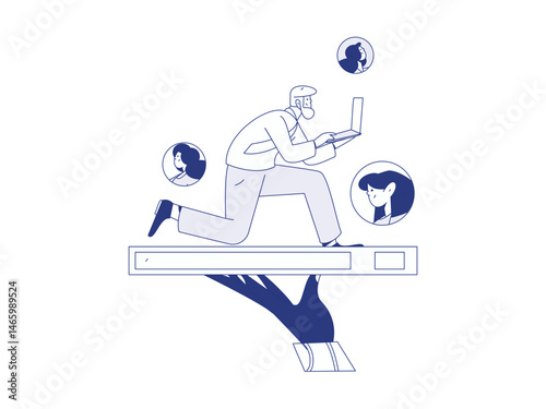 Personnel doing job interview flat vector concept operation hand drawn illustration
