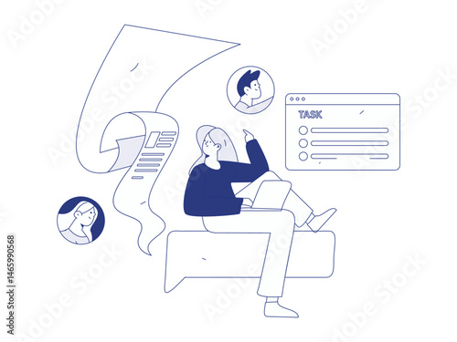 Personnel doing job interview flat vector concept operation hand drawn illustration
