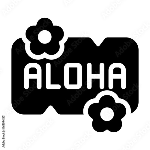 greeting board aloha glyph icon for hawaii vacation