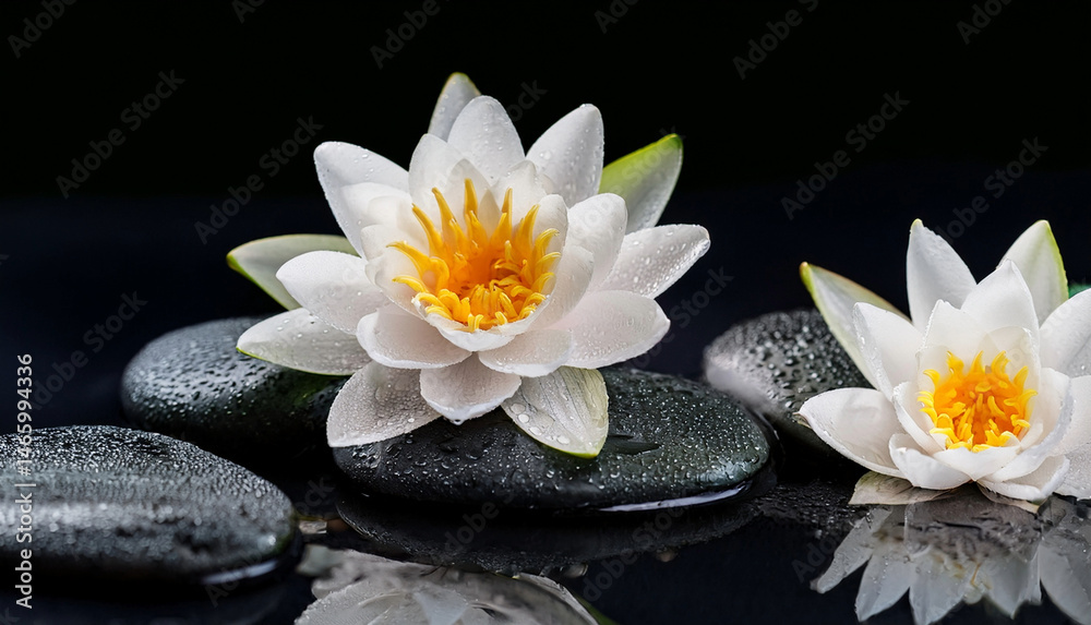Lotus Flower on Black Stones Lotus Flower on Black Stones