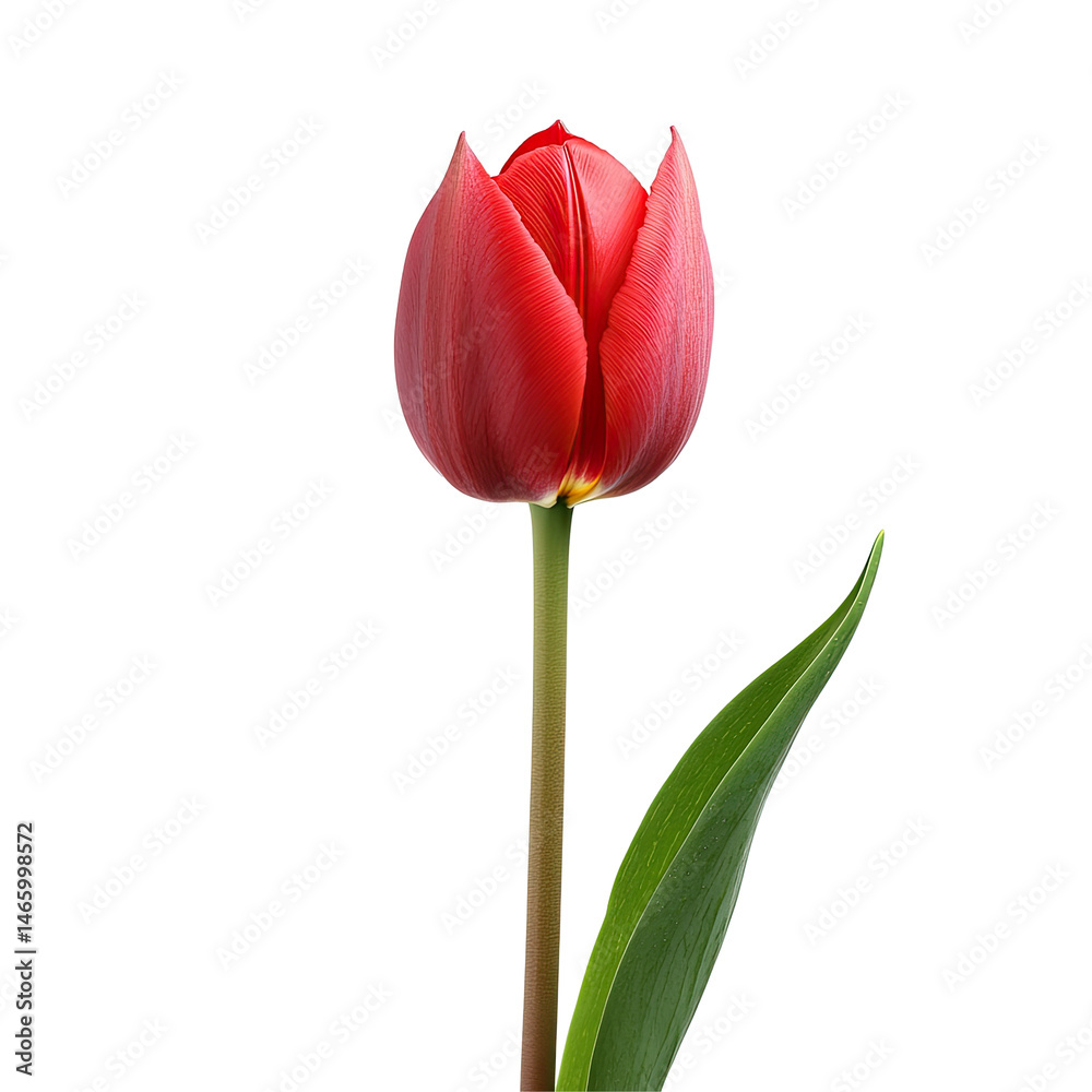 Fototapeta premium Single vibrant red tulip