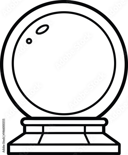 Minimalist Halloween Crystal Ball Line Art Mystical Glass Sphere on Stand