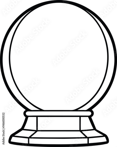 Minimalist Halloween Crystal Ball Line Art Mystical Glass Sphere on Stand