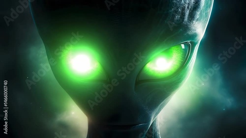 緑色に光る目の宇宙人のイメージ