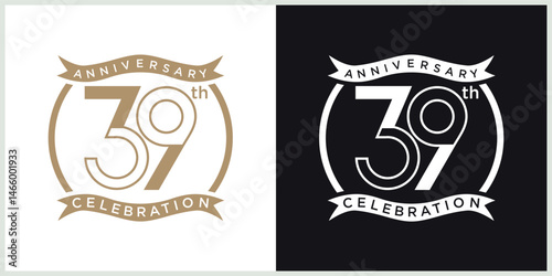 anniversary 39th logotype vector with brown and white color for special celebration day