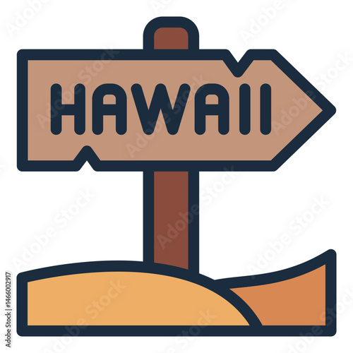 direction board filled line icon pointing hawaii