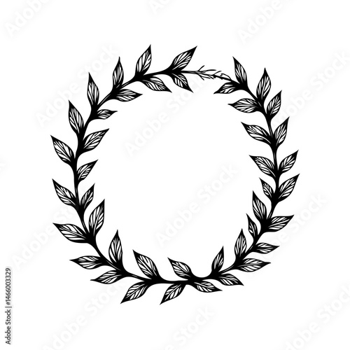 Elegant black and white floral wreath design ideal for invitations and greetings