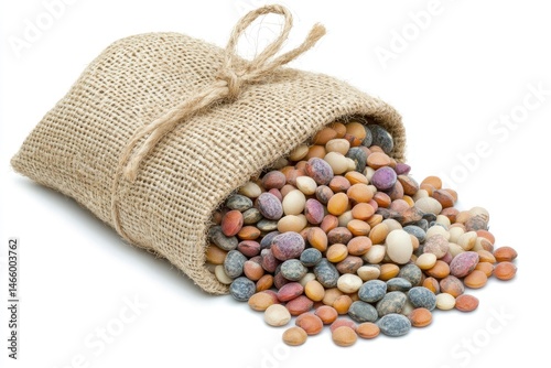 Dried Beans in Burlap Sack photo