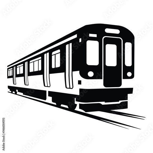 Subway Train Illustration Black and White Vector