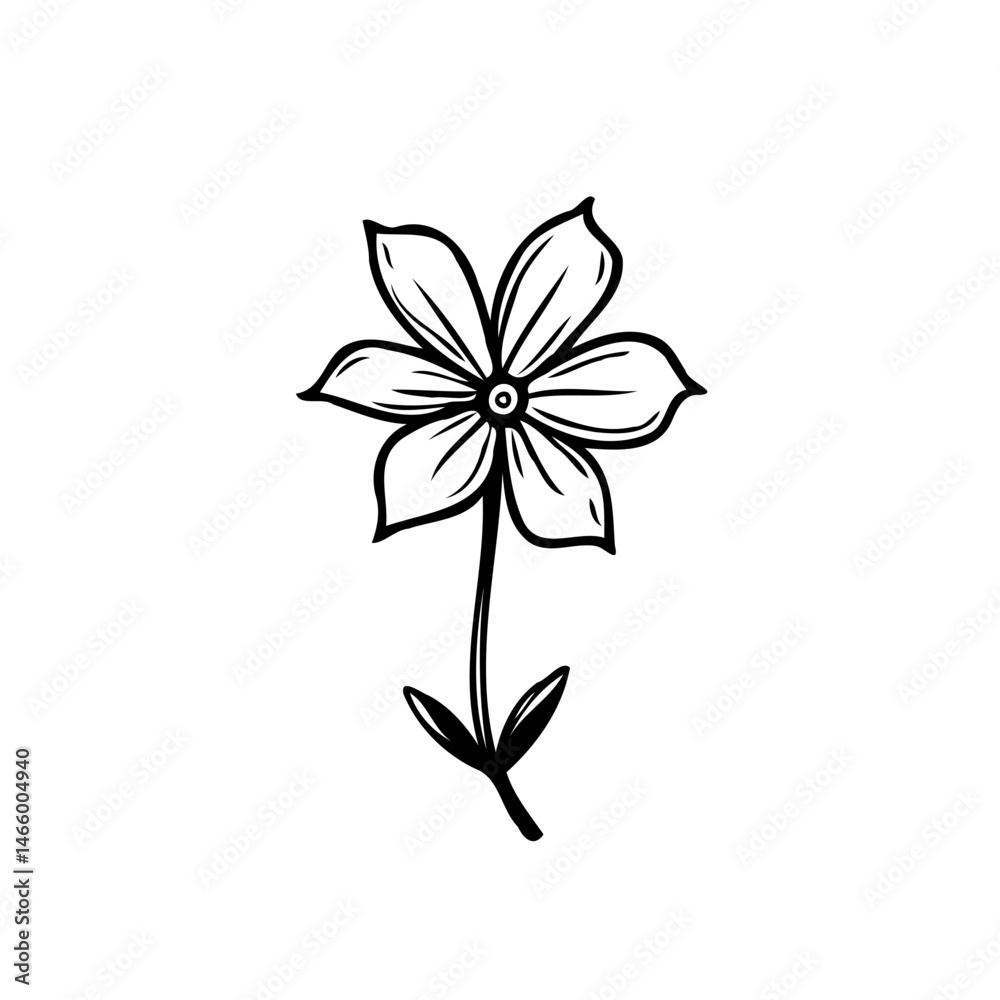 Fototapeta premium Minimalist floral artwork depicting a simple flower with delicate petals