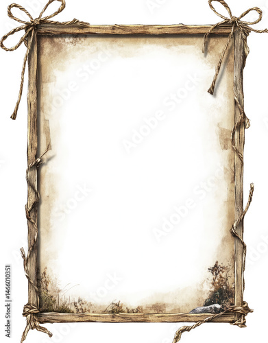 Rustic frame, vintage paper