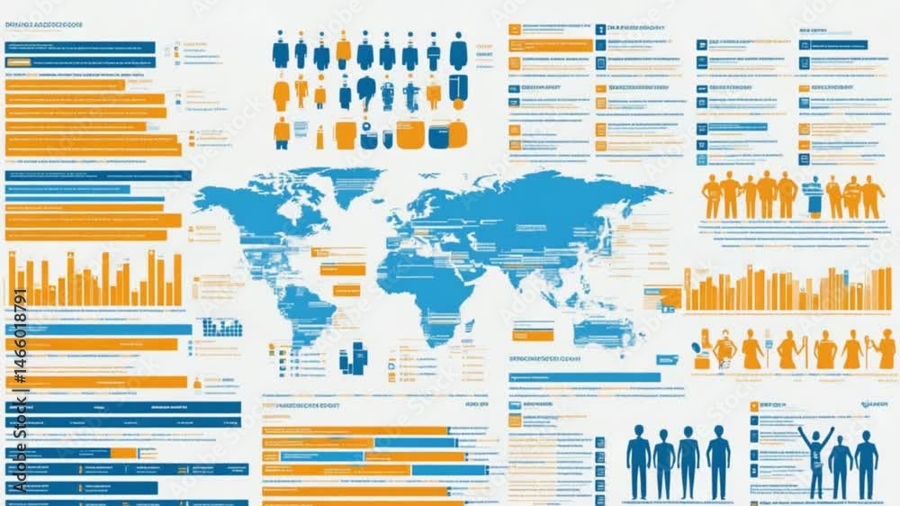 Colorful infographic animation explaining step-by-step processes 