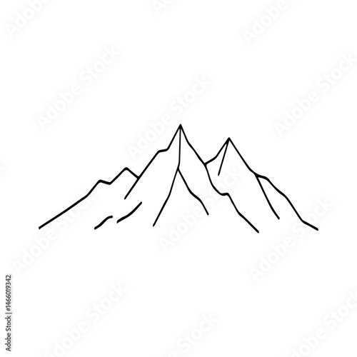 Minimalist Line Art Mountain Landscape Illustration
