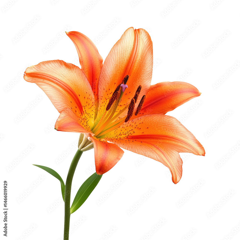 Naklejka premium Vibrant orange lily close-up
