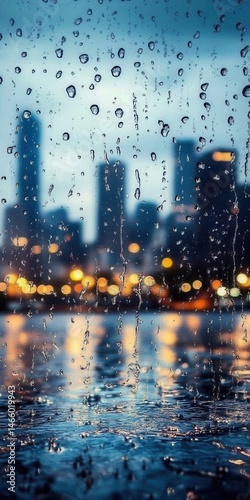 Wallpaper Mural Rainy city view through a window Torontodigital.ca