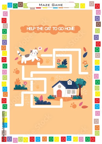 Worksheets for children – kids activity – maze game