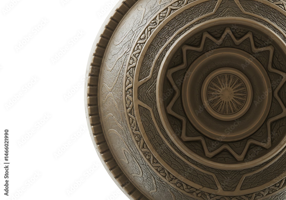 Obraz premium Ornate Bronze Shield, Circular Decorative Pattern