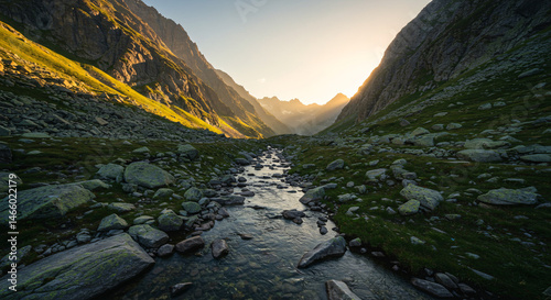 Mountain valley stream landscape scenic view of nature outdoors adventure travel destination photography