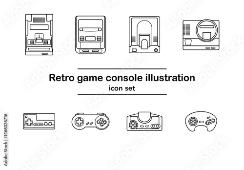 レトロゲーム機とコントローラーのアイコンセット｜ファミコン スーパーファミコン メガドライブ PCエンジン
