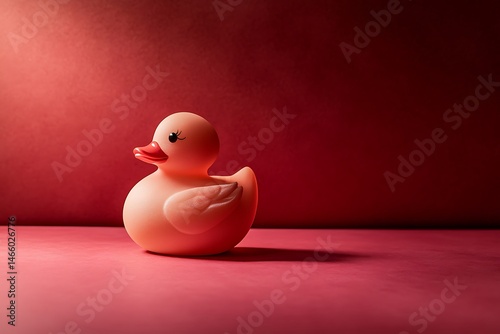 Rubber ducky against a red background