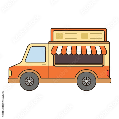 FOOD TRUCK vehicle icon doodle cute line illustration single symbol simple minimal clean flat transportation city doodle