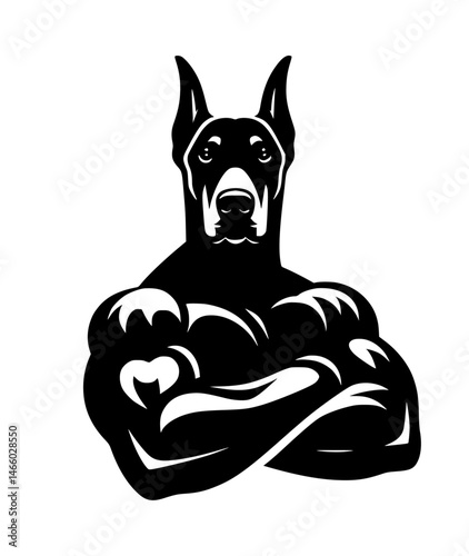 Doberman dog man body