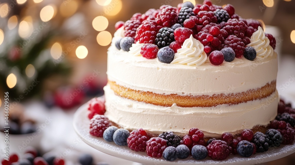 custom made wallpaper toronto digitalDelicious Festive Berry Cake with Whipped Cream Frosting