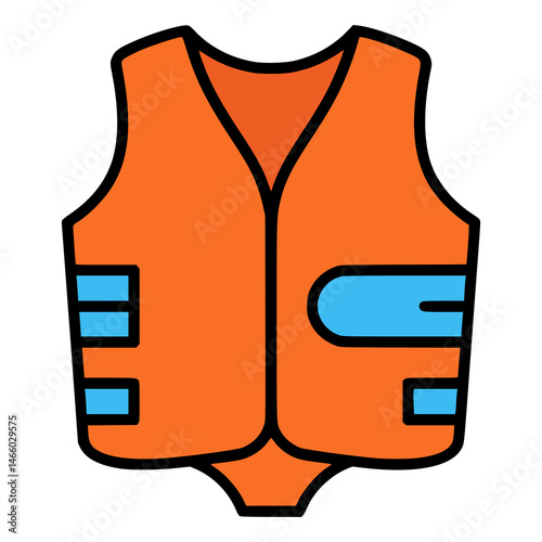 swim vest safety protection sport flat color vector illustration template design