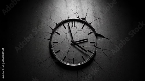 Wallpaper Mural Cracked wall clock illustrates time passing Torontodigital.ca