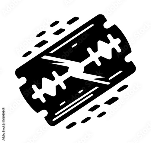 broken razor blade vector icon
